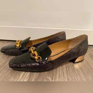 Tory Burch Jessa 25mm Stamped Snake Printed Leather Loafers